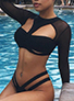 Women's Extreme Cutout Long Sleeve Swimsuit - Sheer Insert